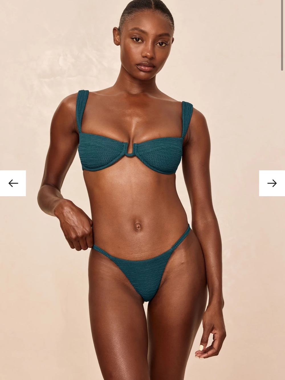 Monday Swimwear Teal Ribbed Underwire Bikini Set